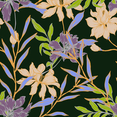 Abstract elegance pattern with floral background.