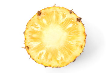 slice of pineapple on white background.