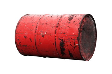 Barrel Oil red Old isolated on background white