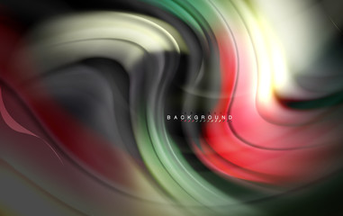 Fluid liquid colors design, colorful marble or plastic wavy texture background, glowing multicolored elements on black, for business or technology presentation or web brochure cover design, wallpaper