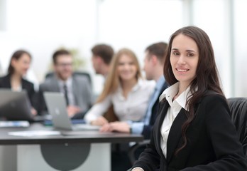 Fototapeta premium business woman and business team