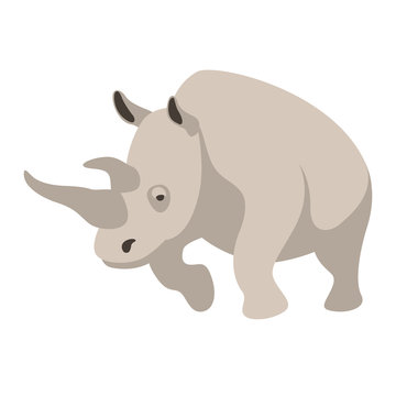 adult rhino animal vector illustration flat style profile