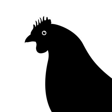 chicken head vector illustration  black silhouette profile side