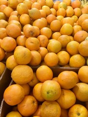 Oranges on the counter of the store