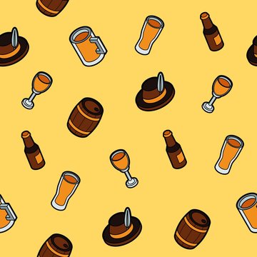 Beer color outline isometric pattern