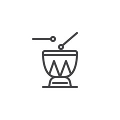 Djembe drums outline icon. linear style sign for mobile concept and web design. African drums and drumsticks simple line vector icon. Percussion symbol, logo illustration. Vector graphics