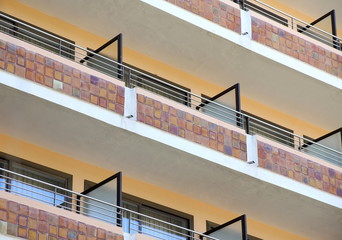 Texture of balconies of a hotel.