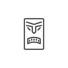 Tiki mask outline icon. linear style sign for mobile concept and web design. tiki totem simple line vector icon. Symbol, logo illustration. Pixel perfect vector graphics