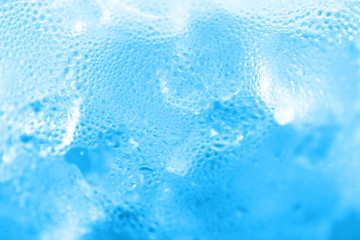 water drop soda ice baking background fresh cool ice blue texture, selective focus