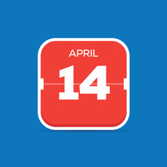 April 14 Calendar Flat Icon