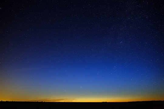 Stars in the night sky. A view of outer space at dusk.