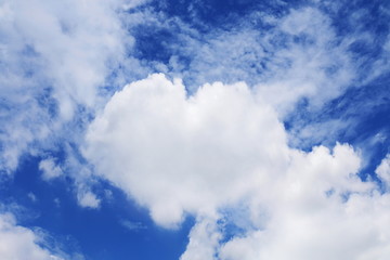 Naklejka na ściany i meble Valentine Heart shaped clouds in the sky, Valentine Background Blue color themes sweet shaped clouds of Heart, Sky clouds in love feel color Blue background valentine