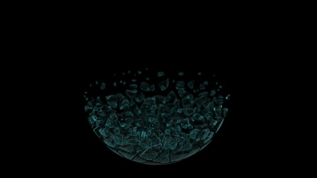 Shattered Fragmented Black Glass Sphere