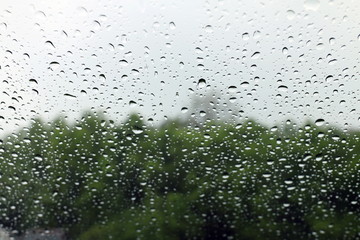 background nature fresh water drop on glass and rain condensation