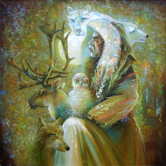 Oil painting on canvas.  Master of the tundra. Author: Nikolay Sivenkov.