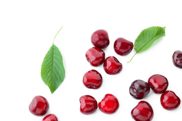 Ripe cherry on white background