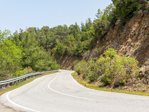 Serpentine highway turn. Cedar Valle, Cyprus.