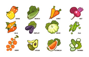 vegetables icon set