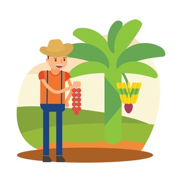 recommend clip art: cute farmers are farming banana cartoon character