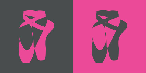 Obraz premium Icono plano zapatillas ballet en espacio negativo en rosa y gris
