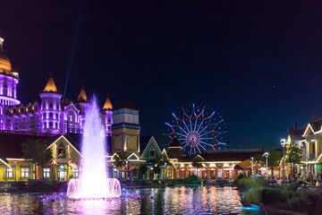 Fototapeta na wymiar night landscape in the amusement Park