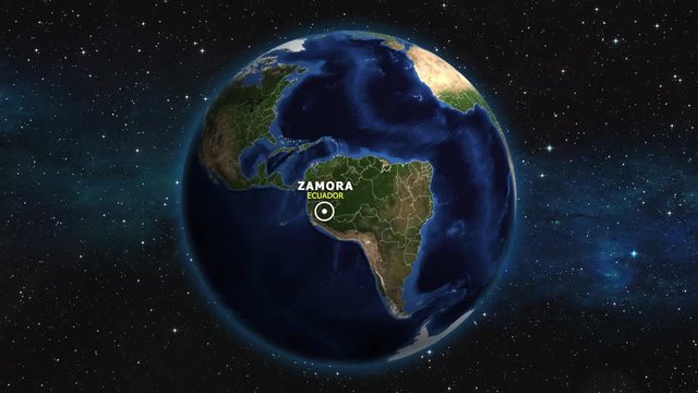 ECUADOR ZAMORA ZOOM IN FROM SPACE