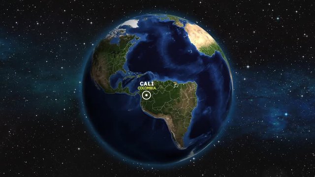 COLOMBIA CALI ZOOM IN FROM SPACE