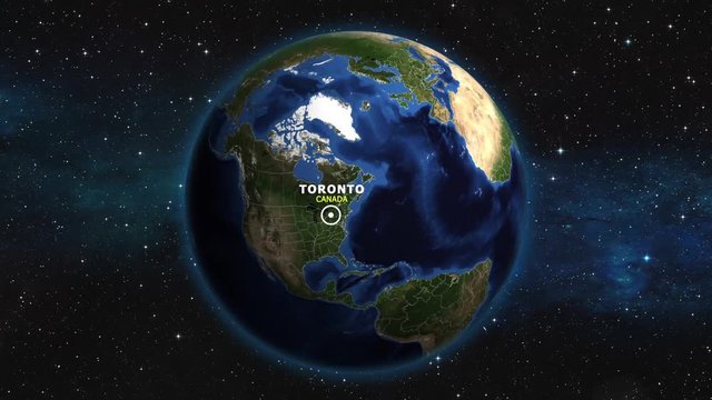 CANADA TORONTO ZOOM IN FROM SPACE