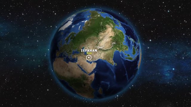 IRAN ISFAHAN ZOOM IN FROM SPACE
