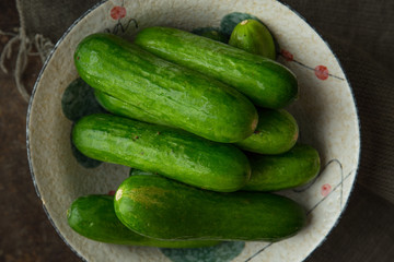 Baby cucumber just come from garden