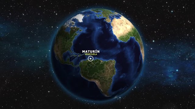 VENEZUELA MATURIN ZOOM IN FROM SPACE
