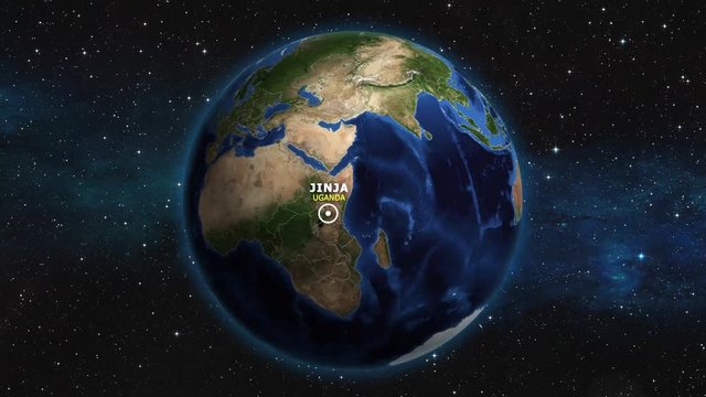 UGANDA JINJA ZOOM IN FROM SPACE