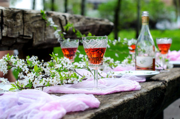 Beautiful backdrop - a festive table in the garden