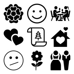 Vector icon set  about love with 9 icons related to wreath, graphic, linked, ball and chat