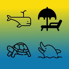 Vector icon set  about sea with 4 icons related to lifestyle, exotic, trash, rest and season
