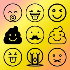 Vector icon set  about emoticon with 9 icons related to man, cry, pile, collection and joke