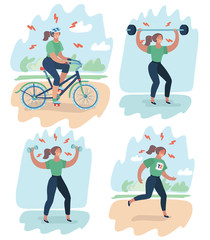 Woman exhausted by sports on training