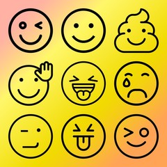 Vector icon set  about emoticon with 9 icons related to facial, love, beautiful, angry and attractive