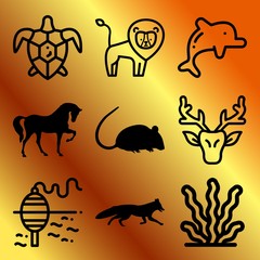 Vector icon set  about animals with 9 icons related to abstract, rodent, face, nature and reindeer
