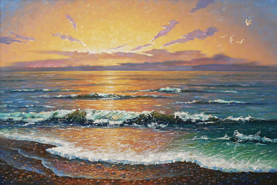 Artwork. Sunset at the sea. Author: Nikolay Sivenkov.