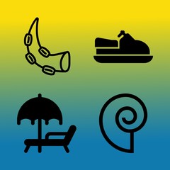Vector icon set  about sea with 4 icons related to sunbed, ink, sport, happy and resort