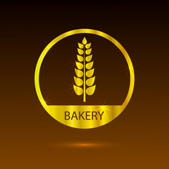 Vector Bakery Logo, Golden Wheat Ear in Circle.