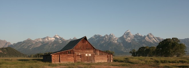 Barn alongside The Grand Teton National Park