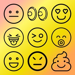 Vector icon set  about emoticon with 9 icons related to heap, pile, background, laugh and cat