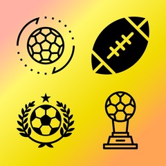 Vector icon set  about soccer with 4 icons related to kick, russian, cup, player and male