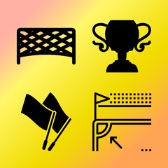 Vector icon set  about soccer with 4 icons related to team, banner, man, boy and element