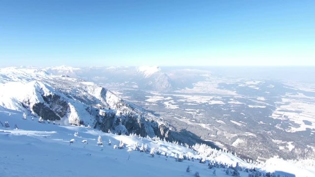 Untersberg Mountain View.  The view from a snow capped Untersberg mountain in Austria.  The mountain straddles the border between Germany and Austria.
