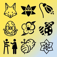 Vector icon set  about flowers with 9 icons related to space, image, white, wild and text
