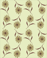 Vector seamless abstract pattern with brown cornflowers on beige background.