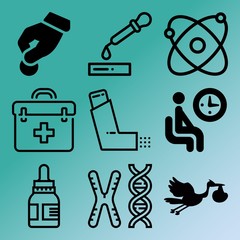 Vector icon set  about medicine with 9 icons related to mockup, appointment, blue, women and men